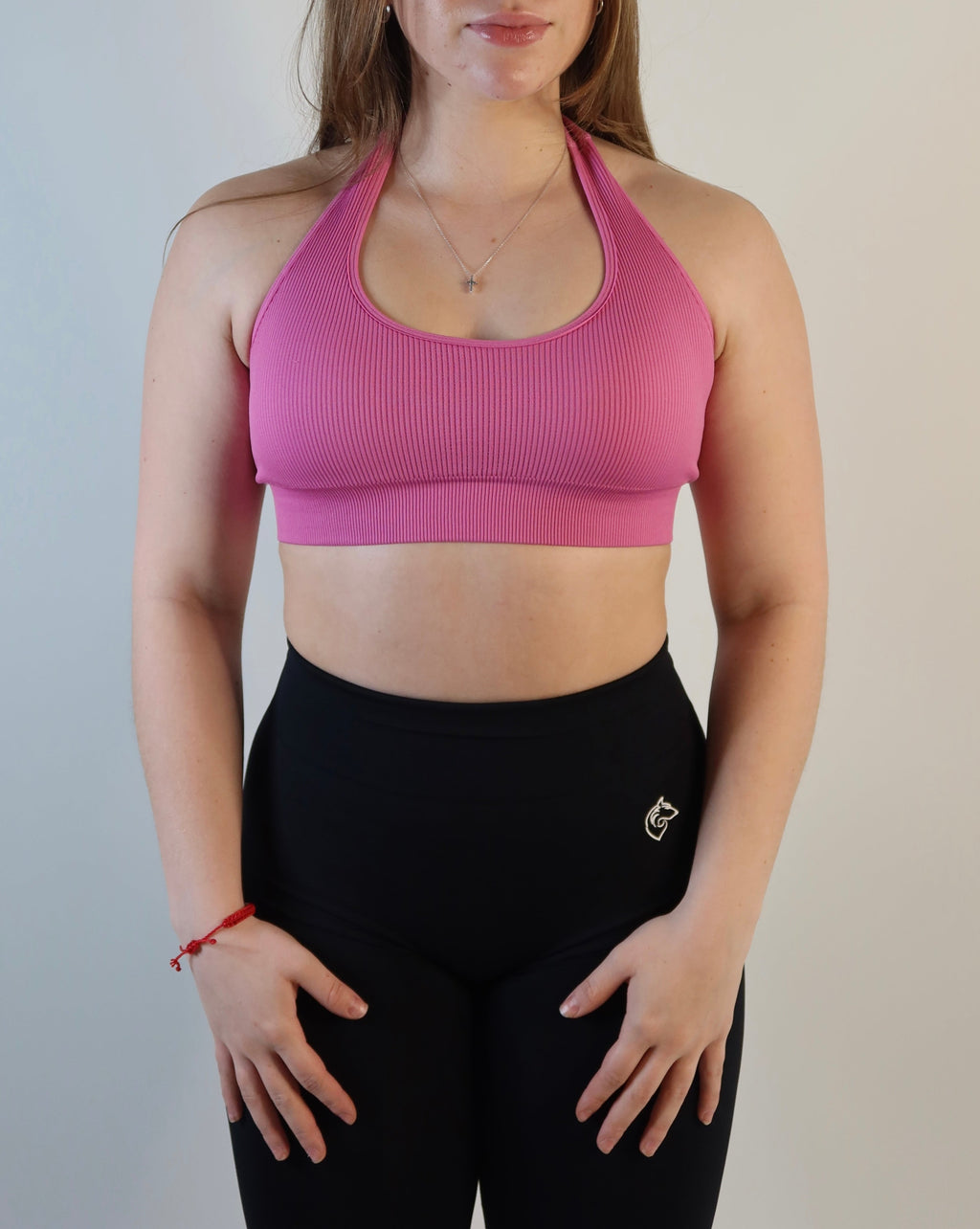 Rose Halter Sports Bra