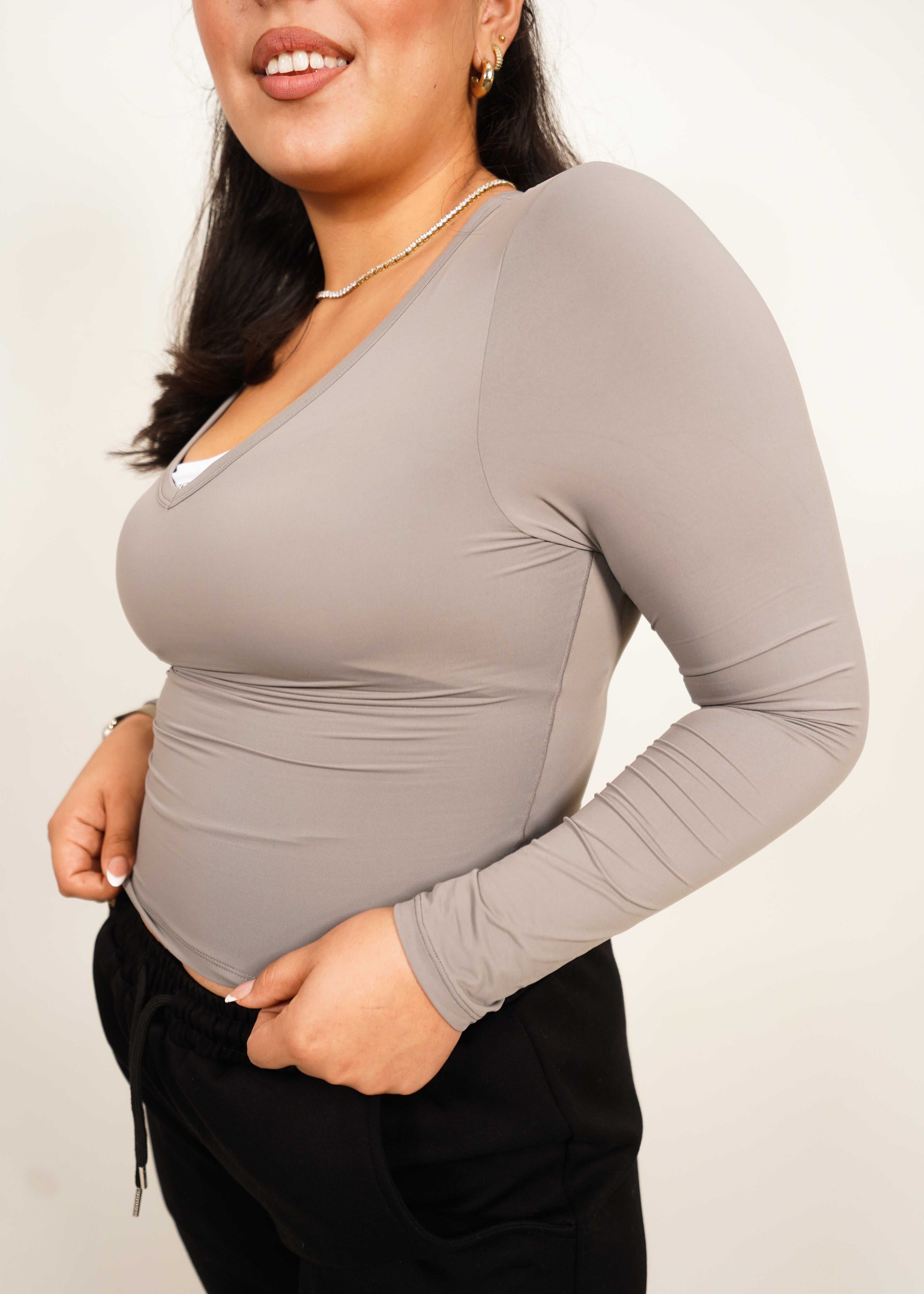 Zen V-Neck Long Sleeve - Gray