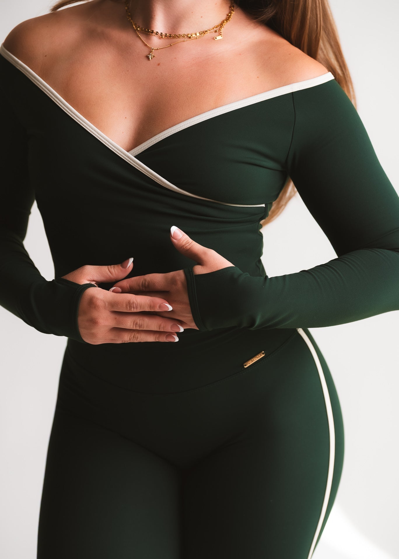EMERALD OFF SHOULDER LONG SLEEVE